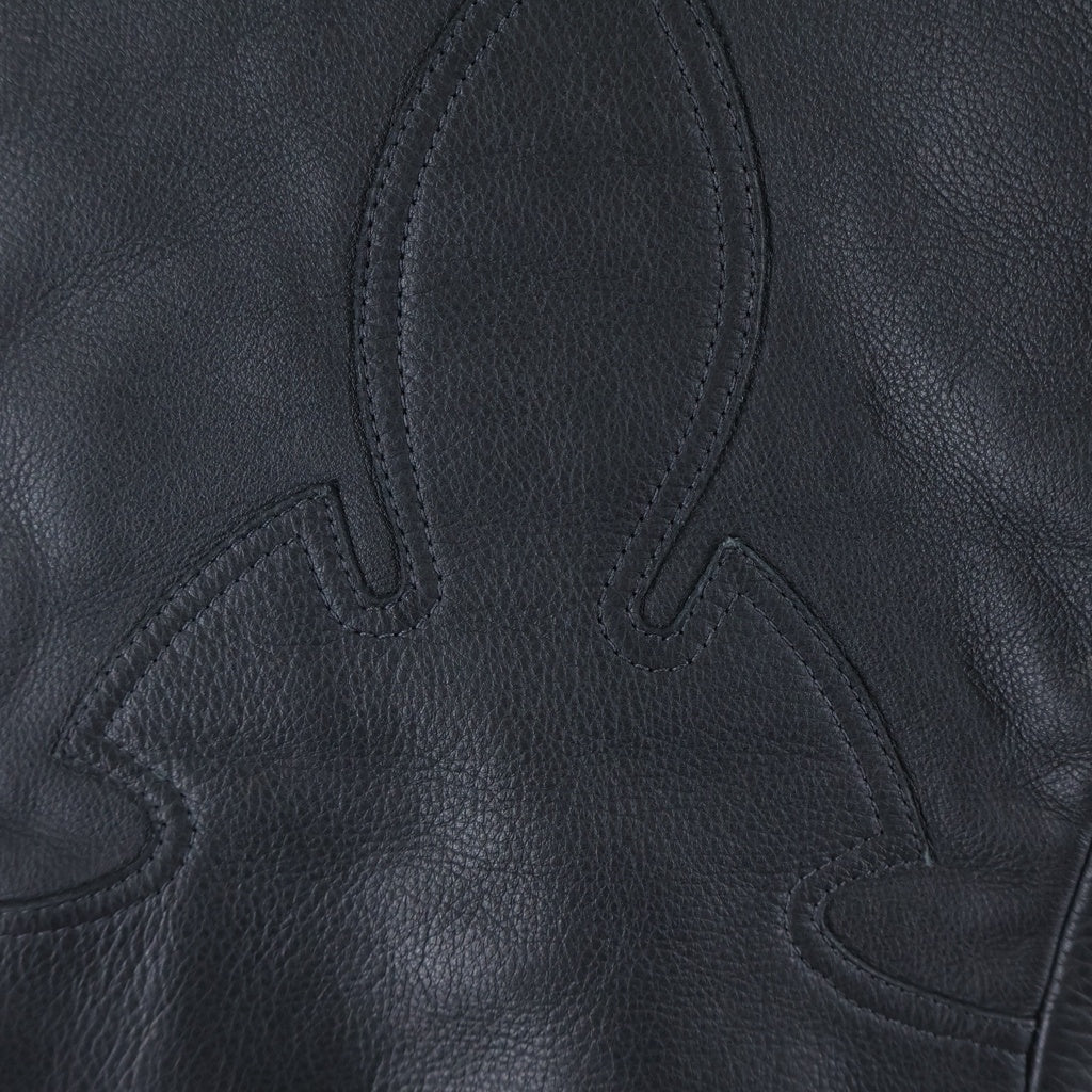 CHROME HEARTS(クロムハーツ) LTHR PANTS フレアニー クロスボール レザー パンツ ブラック