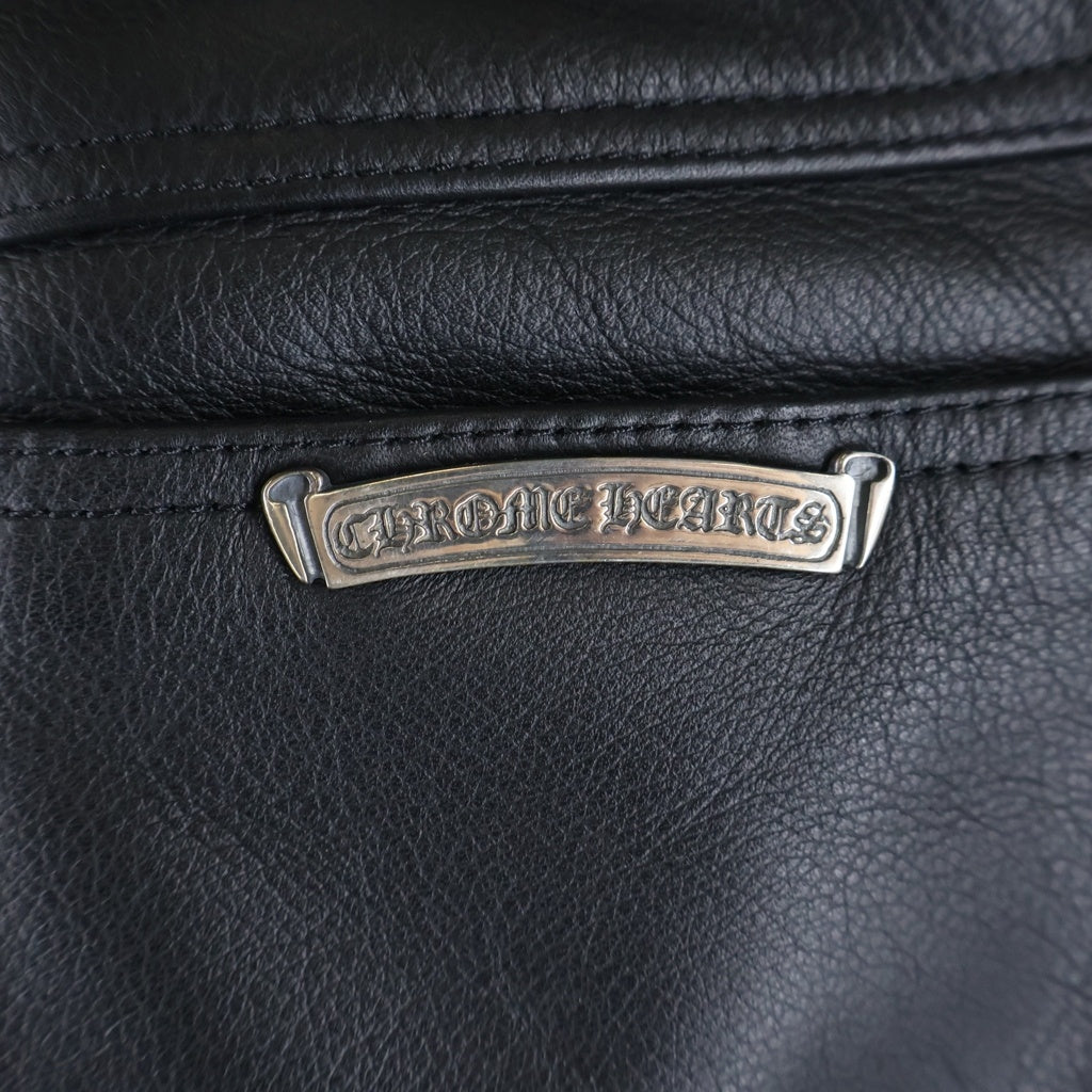 CHROME HEARTS(クロムハーツ) LTHR PANTS フレアニー クロスボール レザー パンツ ブラック