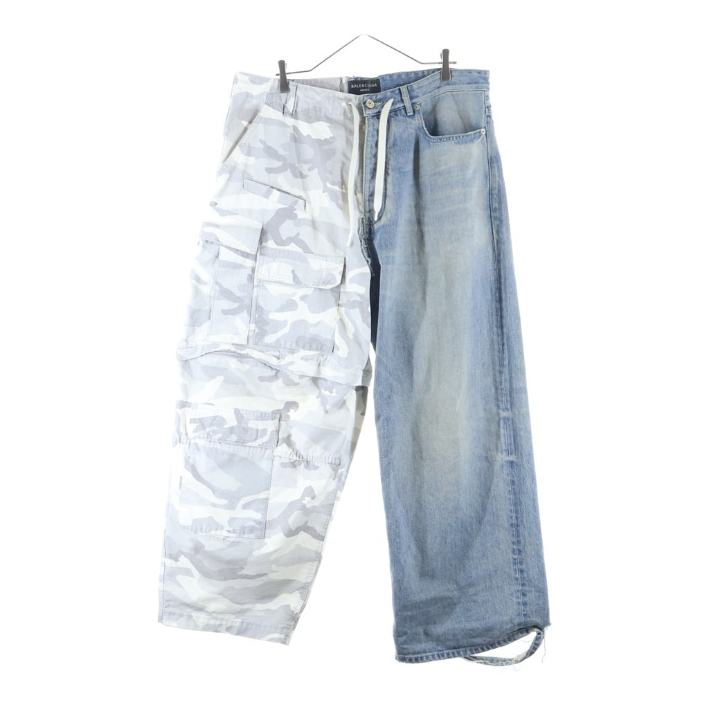 BALENCIAGA(バレンシアガ) 24SS ハイブリッドバギーデニムパンツ インディゴ/グレー 786645 TQW55