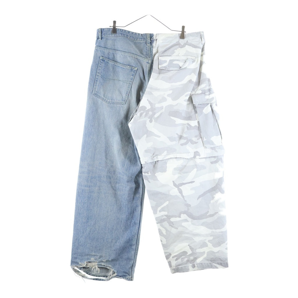 BALENCIAGA(バレンシアガ) 24SS ハイブリッドバギーデニムパンツ インディゴ/グレー 786645 TQW55