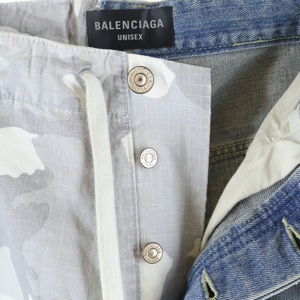 BALENCIAGA(バレンシアガ) 24SS ハイブリッドバギーデニムパンツ インディゴ/グレー 786645 TQW55