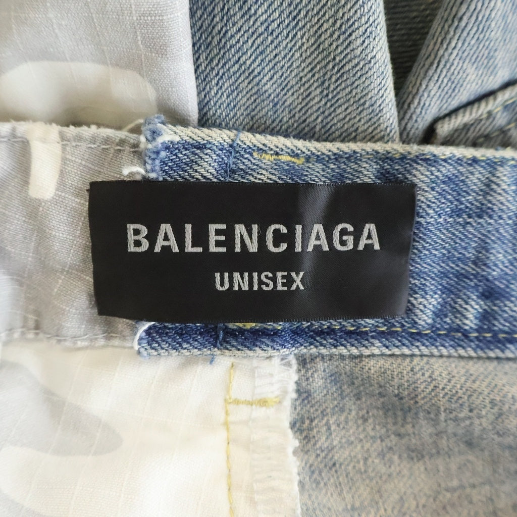 BALENCIAGA(バレンシアガ) 24SS ハイブリッドバギーデニムパンツ インディゴ/グレー 786645 TQW55