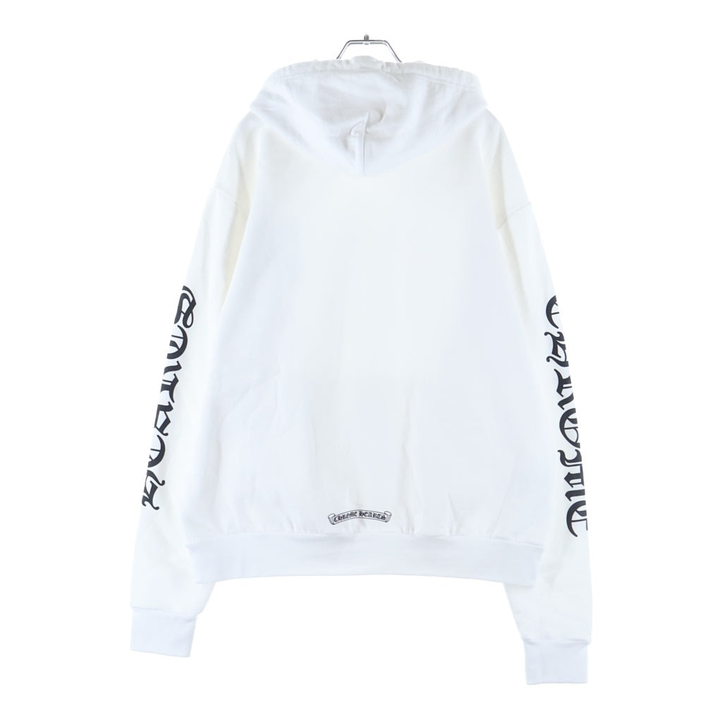 CHROME HEARTS(クロムハーツ) VERTICAL LOGO SWTSHRT PLVR ヴァーティカルロゴ アームロゴプリントプルオーバーパーカー ホワイト