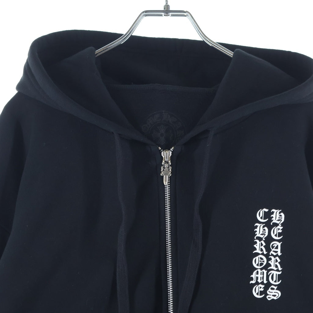 CHROME HEARTS(クロムハーツ) VERTICAL LOGO SWTSHRT ZIP ヴァーティカルロゴ アームロゴプリント ジップアップパーカー ブラック