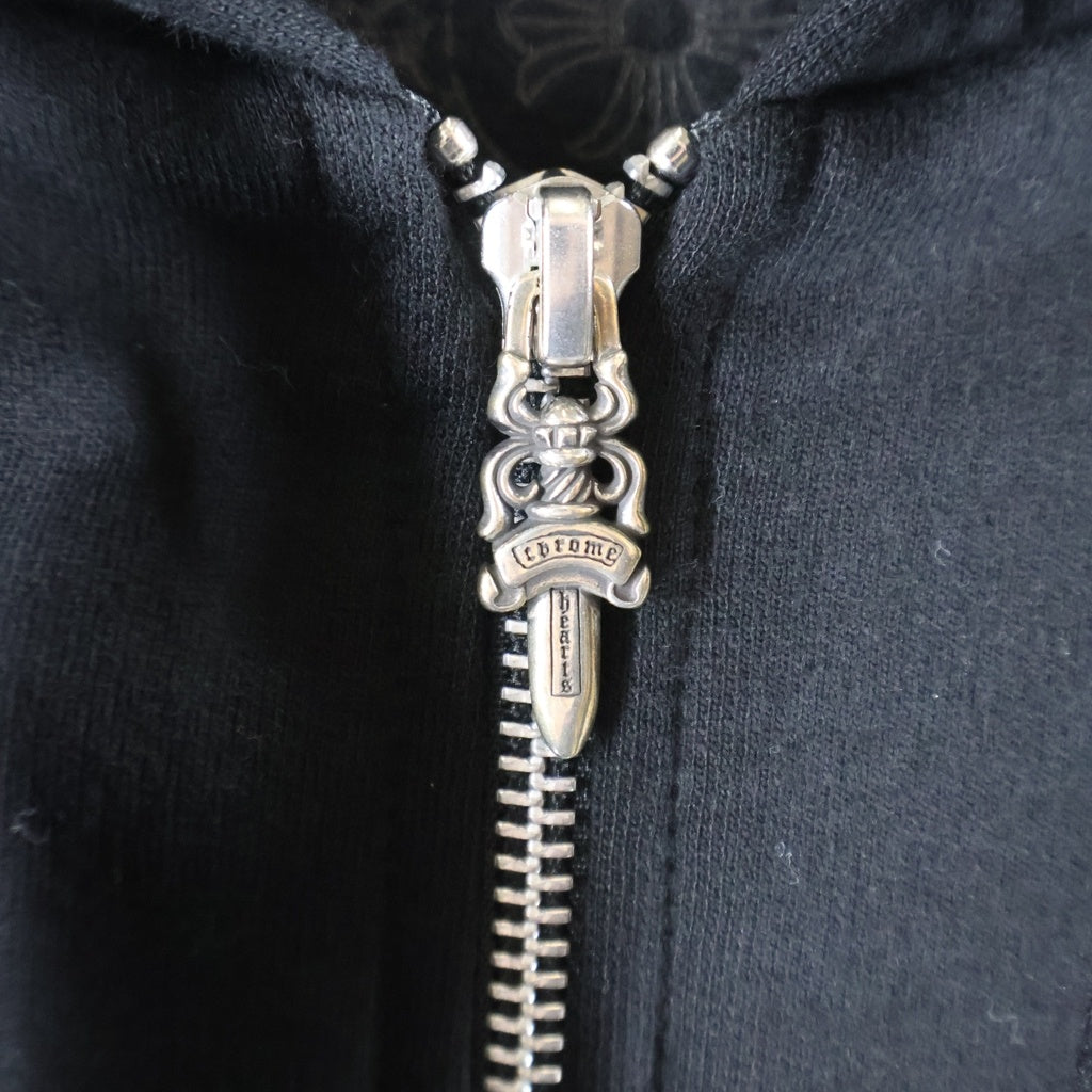 CHROME HEARTS(クロムハーツ) VERTICAL LOGO SWTSHRT ZIP ヴァーティカルロゴ アームロゴプリント ジップアップパーカー ブラック