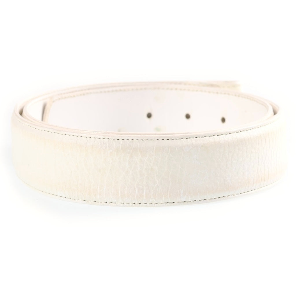 CHROME HEARTS(クロムハーツ) 1.5 STRAP 1.5インチ ホワイトロジウム加工 ホースシューリベッツ レザーベルトストラップ ホワイト