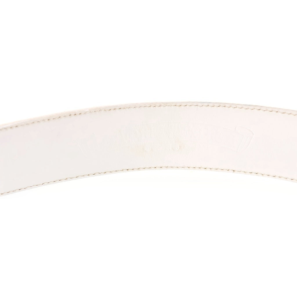 CHROME HEARTS(クロムハーツ) 1.5 STRAP 1.5インチ ホワイトロジウム加工 ホースシューリベッツ レザーベルトストラップ ホワイト