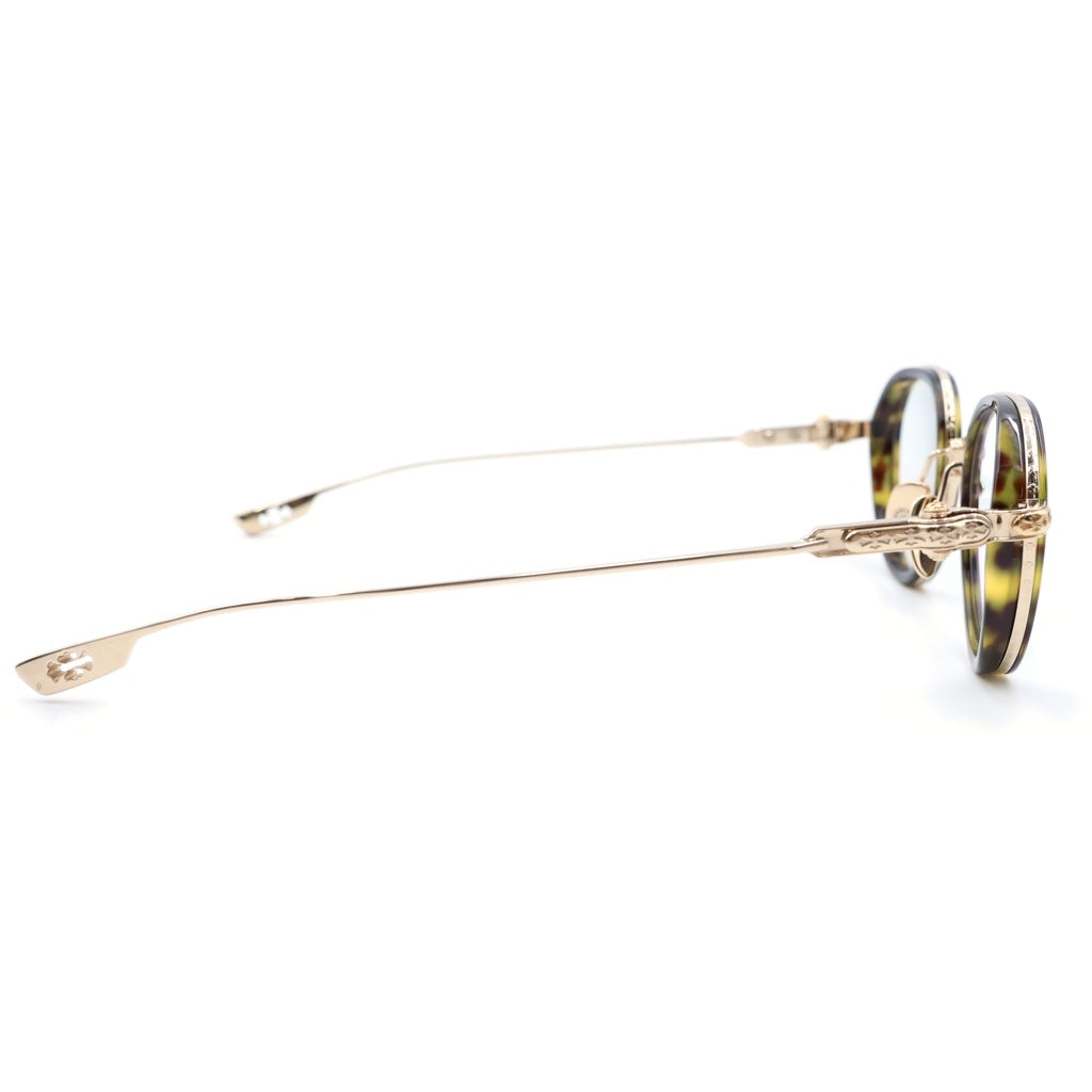 CHROME HEARTS(クロムハーツ) SEX T-9 クロステンプルラウンドメタルフレーム眼鏡 アイウェア ゴールド/ブラウン 47□25-144