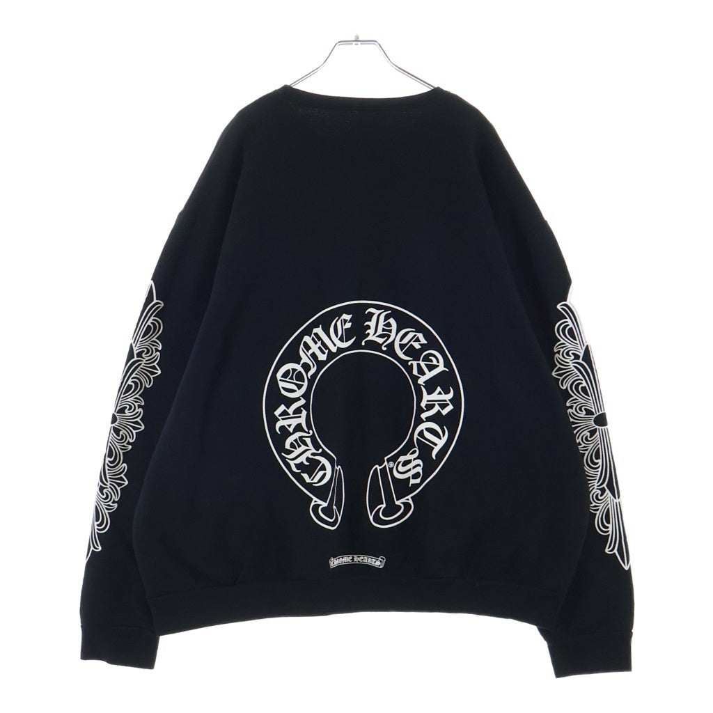 CHROME HEARTS(クロムハーツ) SWTSHRT PLVR 袖フローラルバックホースシュープリントスウェット ブラック