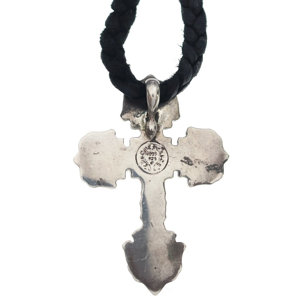 CHROME HEARTS(クロムハーツ) FILIG CROSS-XSM LB フィリグリー クロス レザーブレイド ネックレス シルバー