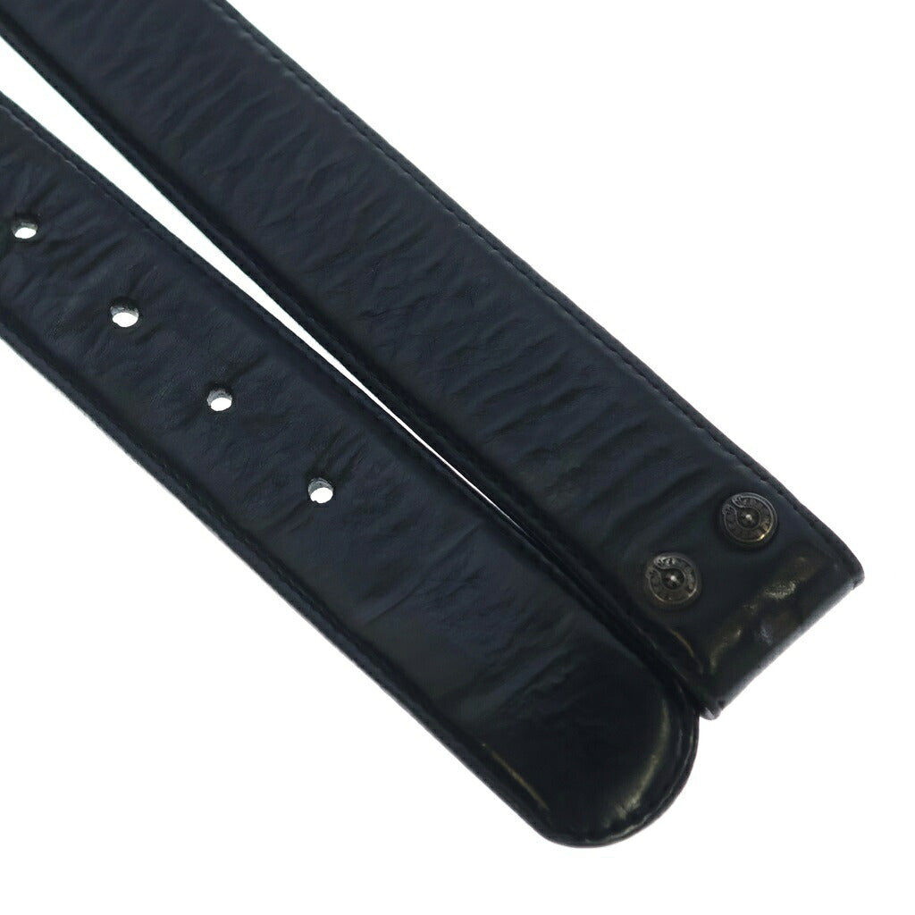 CHROME HEARTS(クロムハーツ) 1.5 STRAP 1.5inchスクロールレーベルリベッツ レザーベルト ブラック