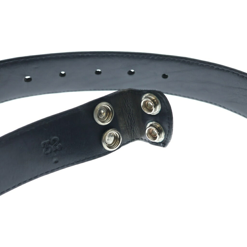 CHROME HEARTS(クロムハーツ) 1.5 STRAP 1.5inchスクロールレーベルリベッツ レザーベルト ブラック