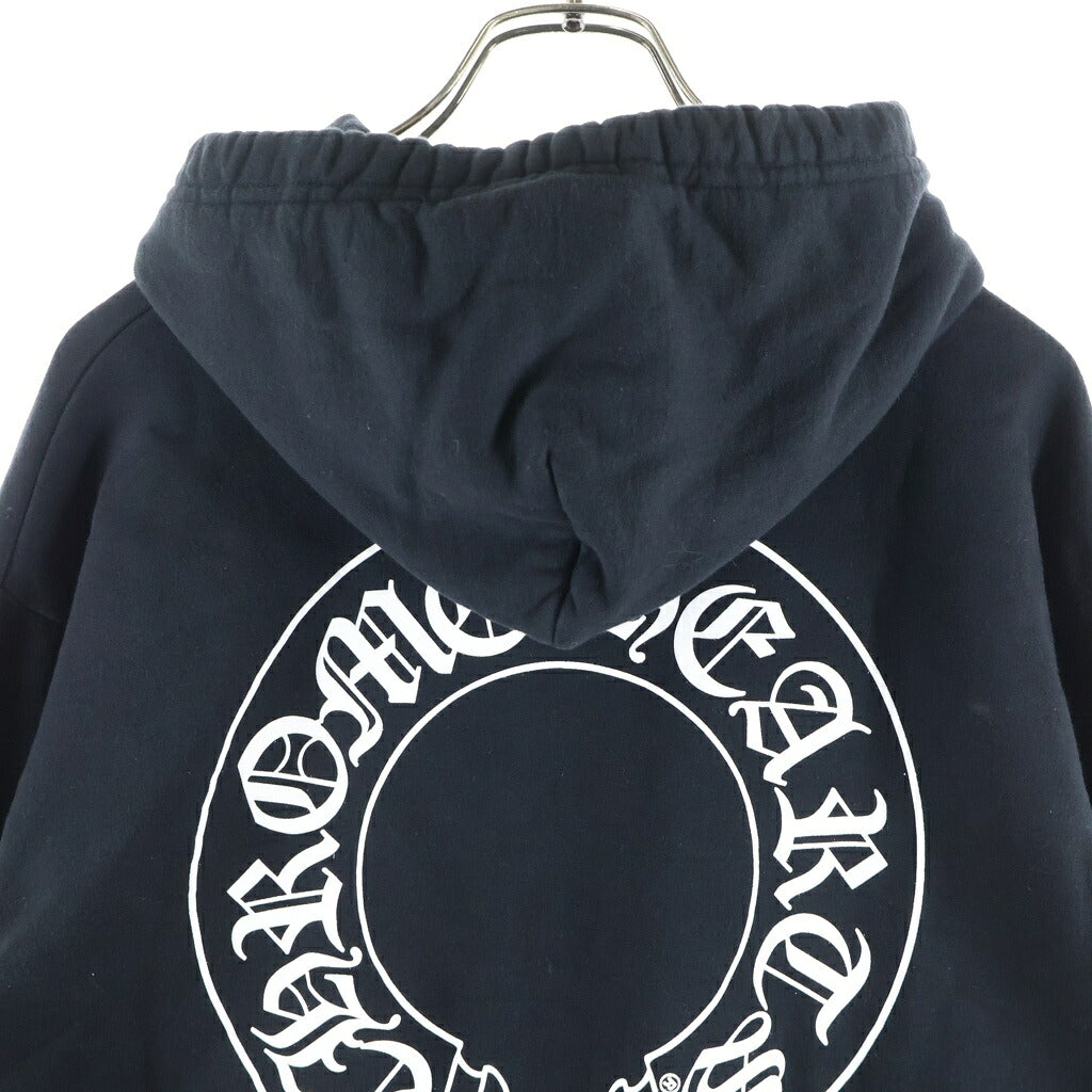 CHROME HEARTS(クロムハーツ) SWTSHRT HD PLVR 袖フローラルバックホースシュープリントプルオーバーフーディ パーカー ブラック