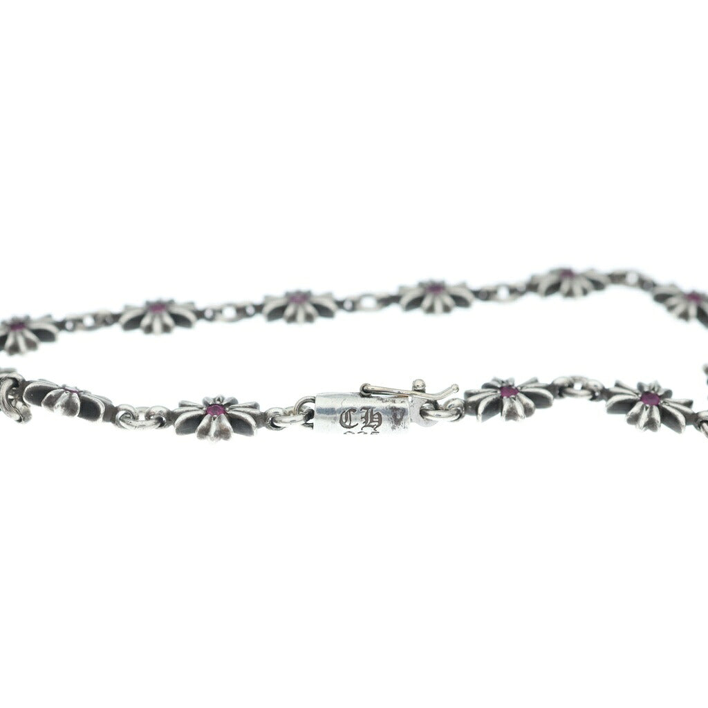 CHROME HEARTS(クロムハーツ) TNY E CH PLS P SAP タイニーECHプラス PAVEピンクサファイア ブレスレット シルバー 12LINK