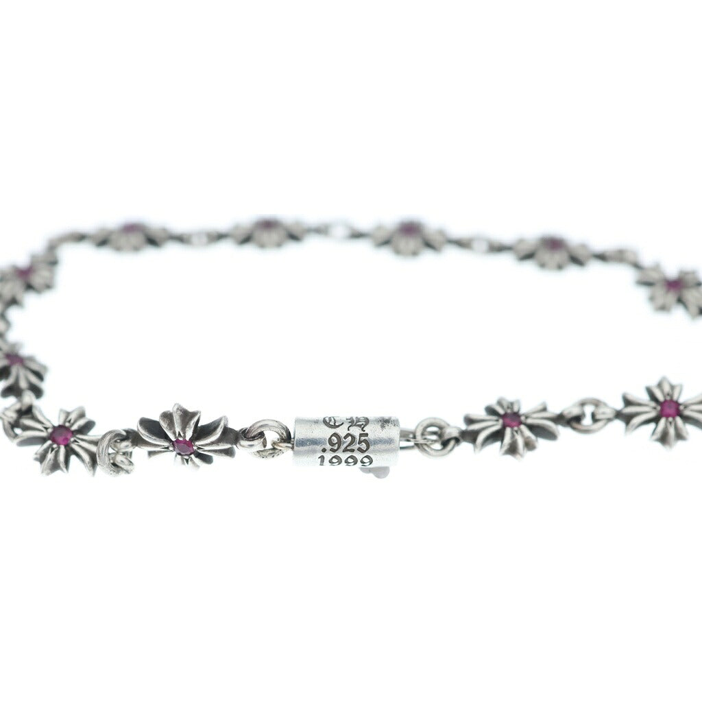 CHROME HEARTS(クロムハーツ) TNY E CH PLS P SAP タイニーECHプラス PAVEピンクサファイア ブレスレット シルバー 12LINK