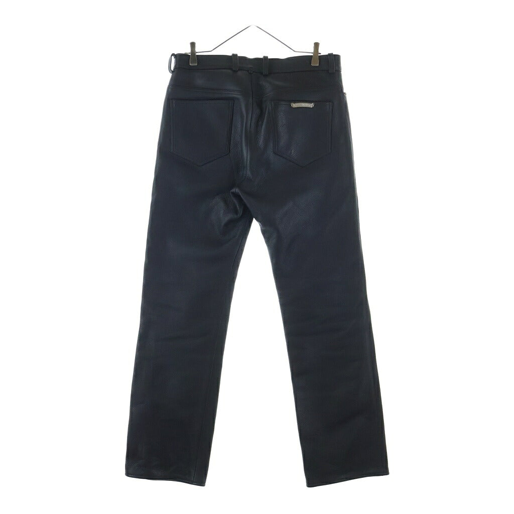 CHROME HEARTS(クロムハーツ) LTHR PANTS 現行型 クロスボールボタンフライ レザーパンツ ブラック