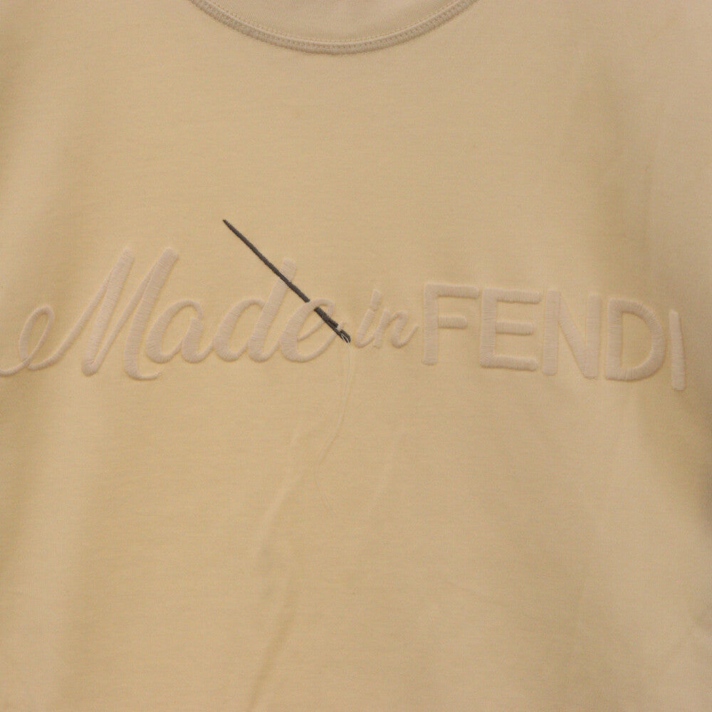FENDI(フェンディ) フロント刺繍 ロゴtシャツ クルーネック 半袖Tシャツ カットソー FY1291 AR6Q ホワイト