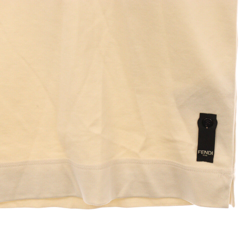 FENDI(フェンディ) フロント刺繍 ロゴtシャツ クルーネック 半袖Tシャツ カットソー FY1291 AR6Q ホワイト