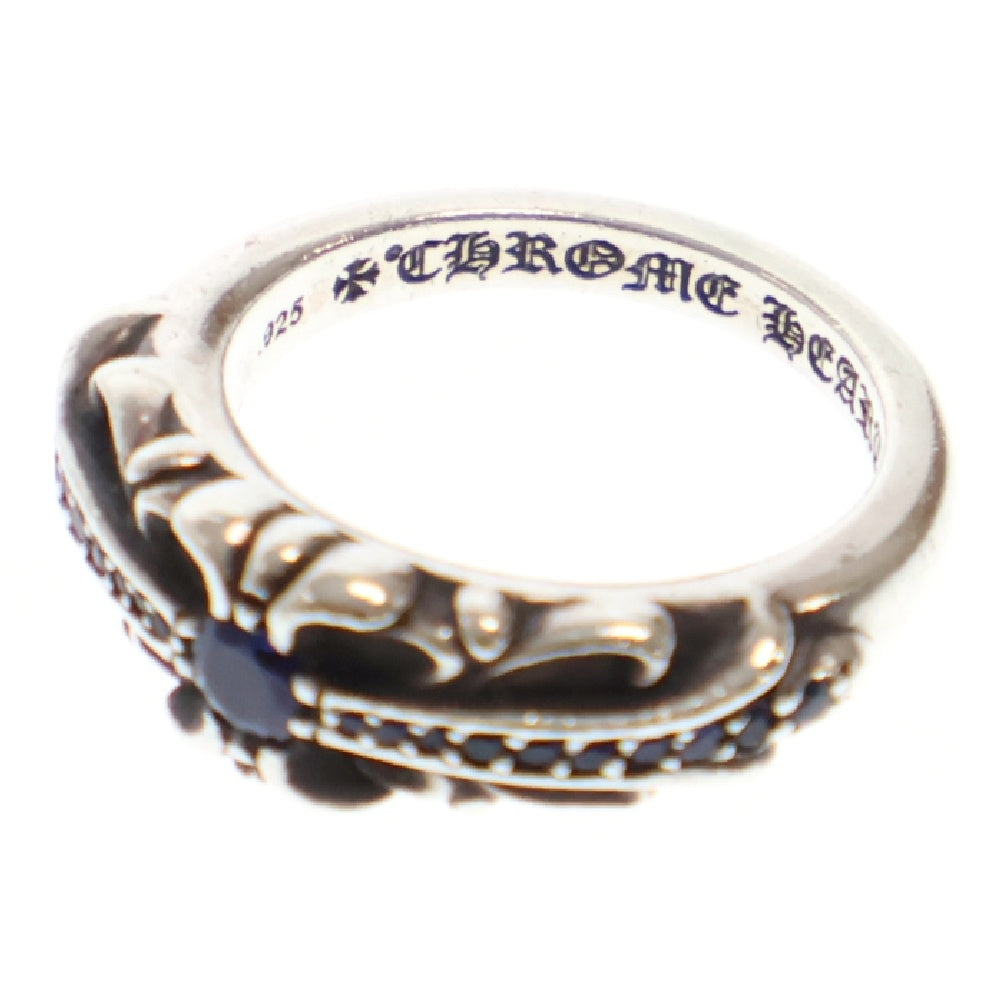 CHROME HEARTS(クロムハーツ) BABY CLSC P SAP ベイビークラシックフローラルクロスリング5.5号PAVEサファイア シルバー