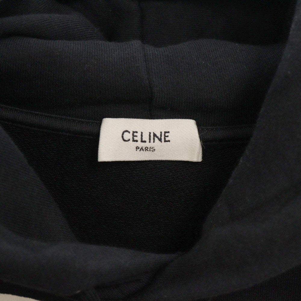 CELINE(セリーヌ) 23AW メッセージプリント スウェット フーディ パーカー ブラック 2Y99D670Q