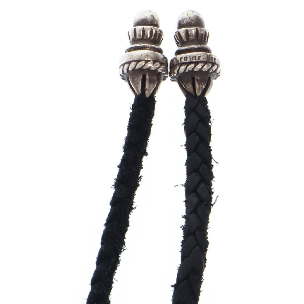 CHROME HEARTS(クロムハーツ) CH CROSS LRG ラージクロス レザーブレイド Wボロチップ シルバーネックレス シルバー/ブラック