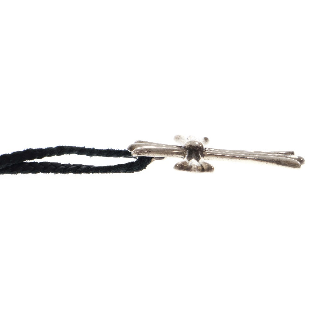 CHROME HEARTS(クロムハーツ) CH CROSS LRG ラージクロス レザーブレイド Wボロチップ シルバーネックレス シルバー/ブラック