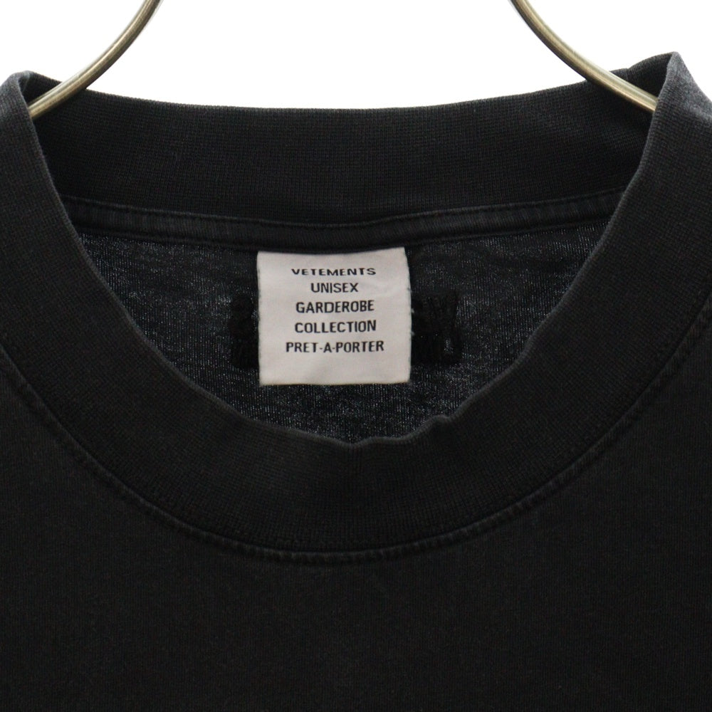 VETEMENTS(ヴェトモン) PARIS XXXL フロントロゴ刺繍 オーバーサイズ 半袖Tシャツ ブラック