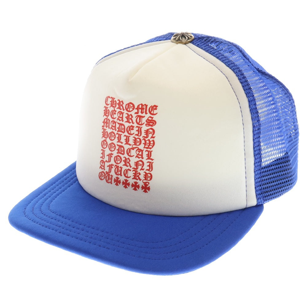 CHROME HEARTS(クロムハーツ) Vertical Logo Trucker Cap ヴァーティカルロゴ メッシュキャップ ブルー/ホワイト