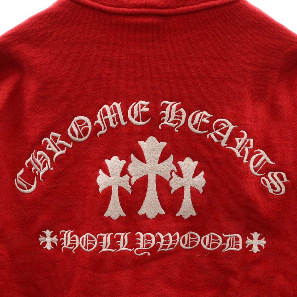 CHROME HEARTS(クロムハーツ) SAILIN ON 1 2 ZIP バック刺繍ハーフジップスウェットトレーナー レッド