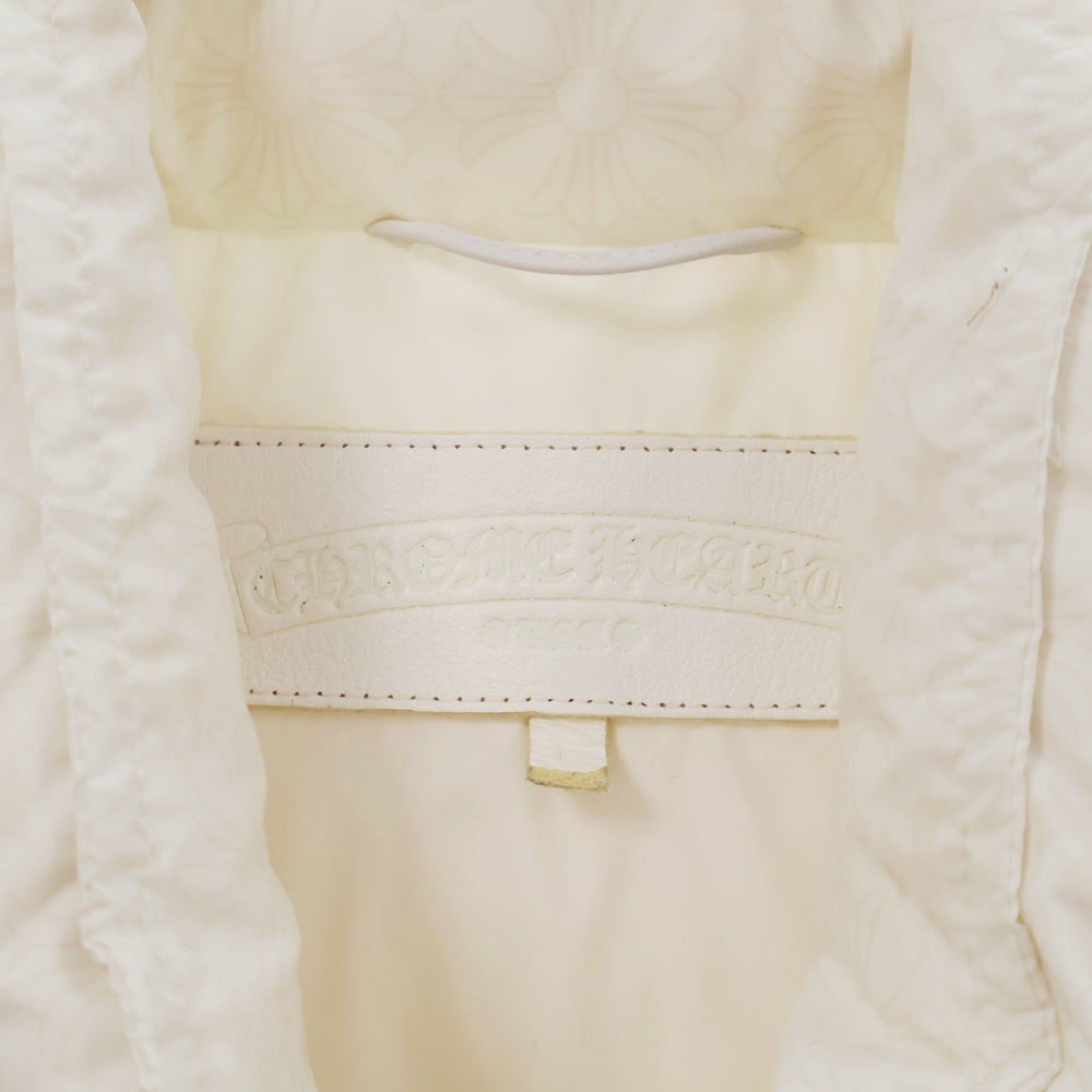 CHROME HEARTS(クロムハーツ) STIFF V2 FBRC CHプラス総柄クロスボールボタンナイロンダウンジャケット ホワイト
