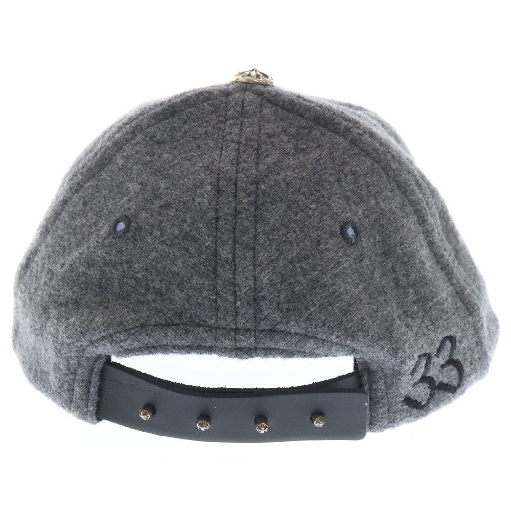 CHROME HEARTS(クロムハーツ) CHレザーパッチウールキャップ 帽子 グレー