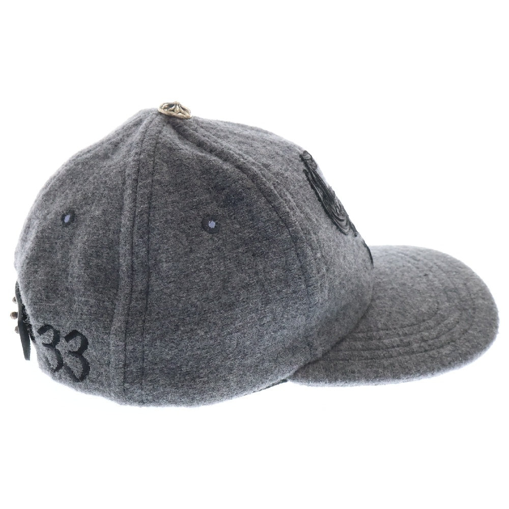 CHROME HEARTS(クロムハーツ) CHレザーパッチウールキャップ 帽子 グレー