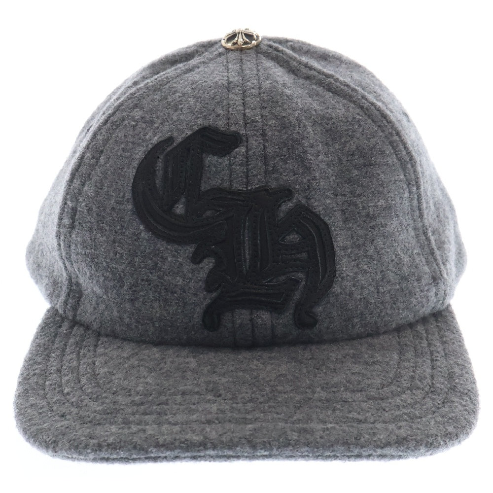 CHROME HEARTS(クロムハーツ) CHレザーパッチウールキャップ 帽子 グレー