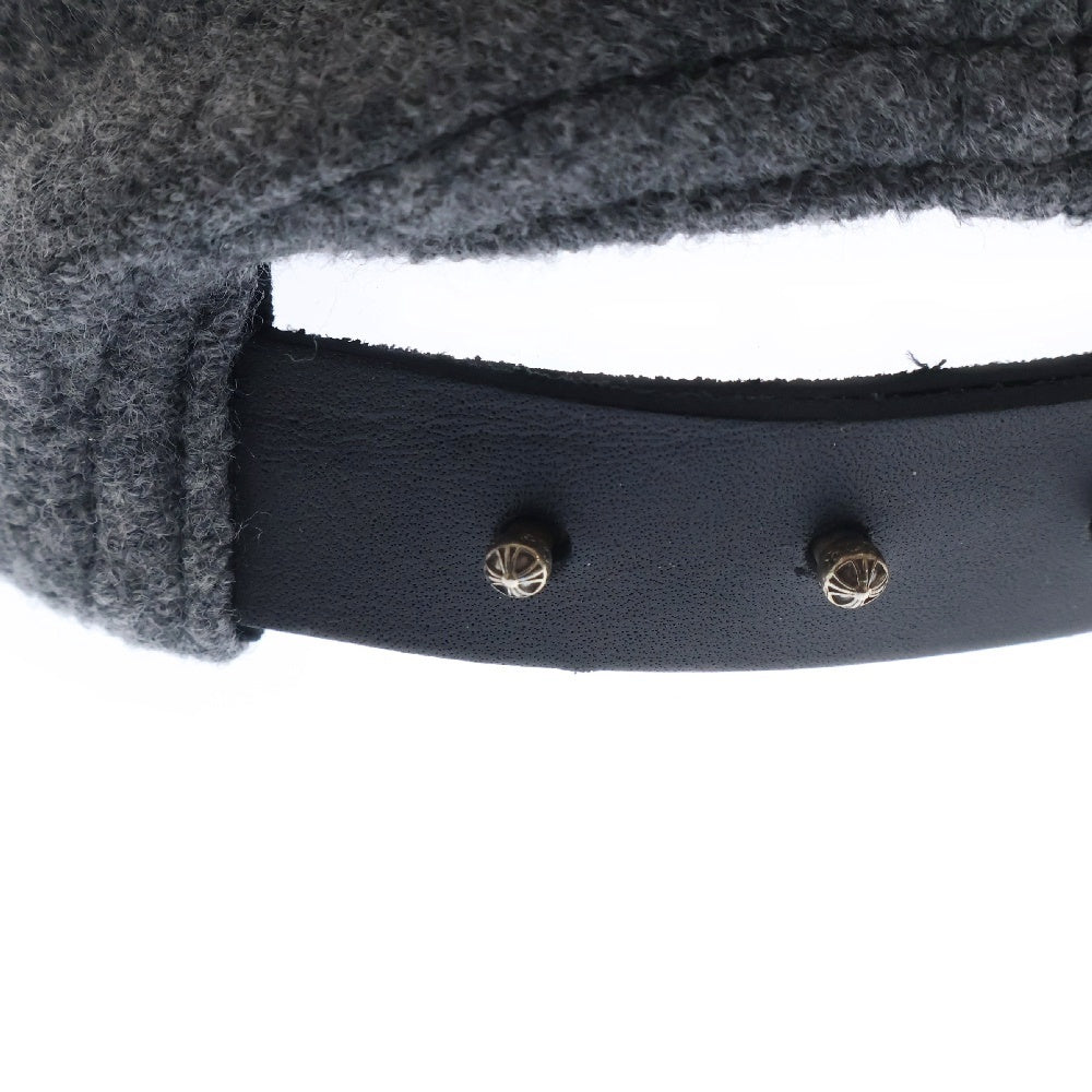 CHROME HEARTS(クロムハーツ) CHレザーパッチウールキャップ 帽子 グレー