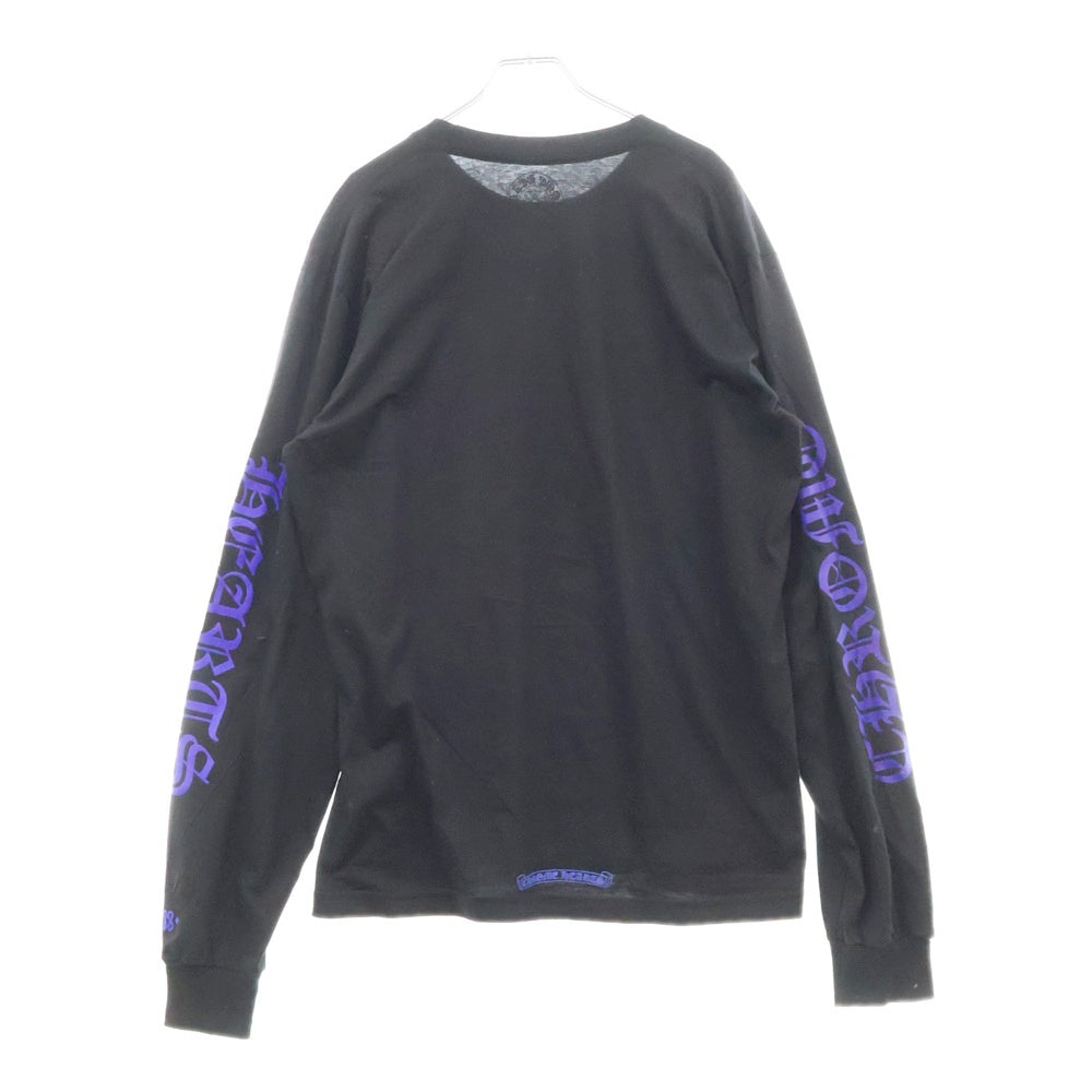 CHROME HEARTS(クロムハーツ) CH L S 1 ネックロゴプリント長袖Tシャツ カットソー ブラック/パープル