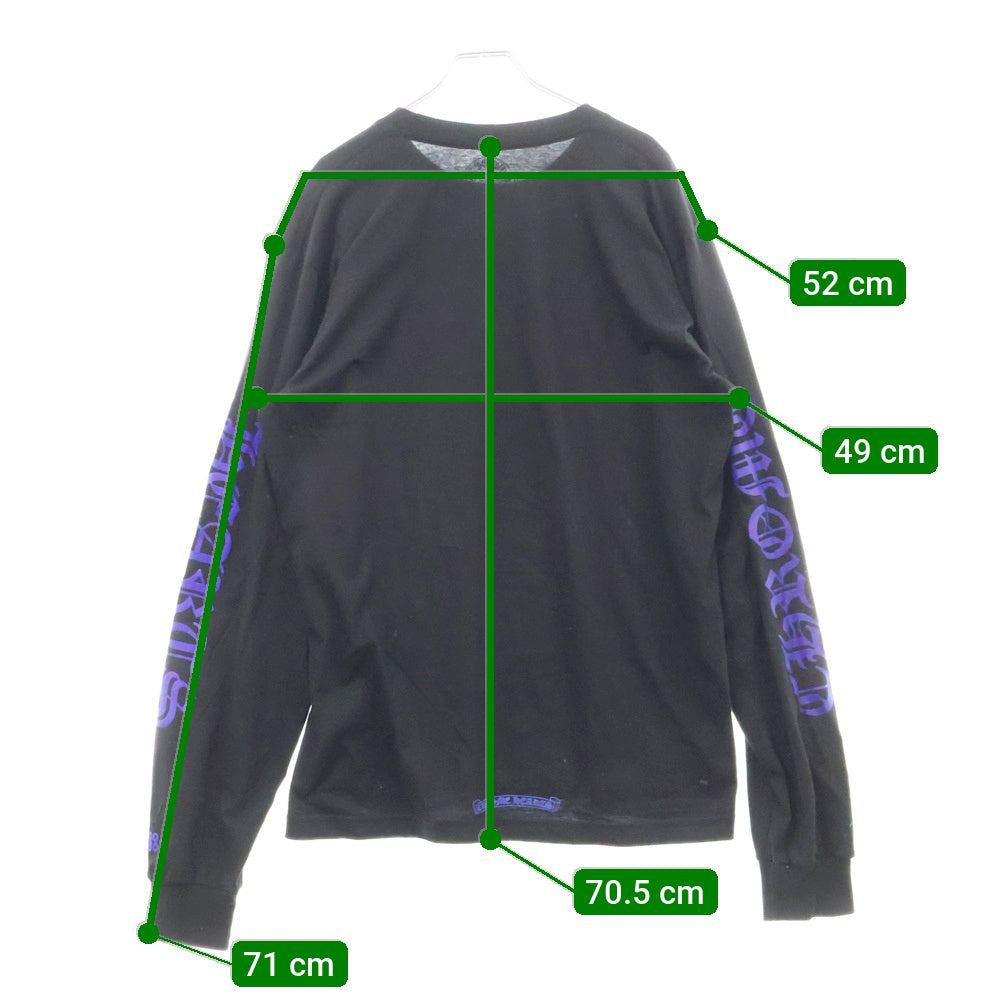 CHROME HEARTS(クロムハーツ) CH L S 1 ネックロゴプリント長袖Tシャツ カットソー ブラック/パープル