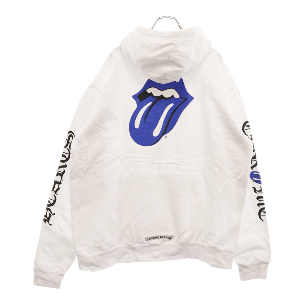 CHROME HEARTS(クロムハーツ) ×The Rolling Stones Lip And Tongue ×ローリングストーンズ リップアンドタンフーディ プルオーバーパーカー フーディー ホワイト/ブルー