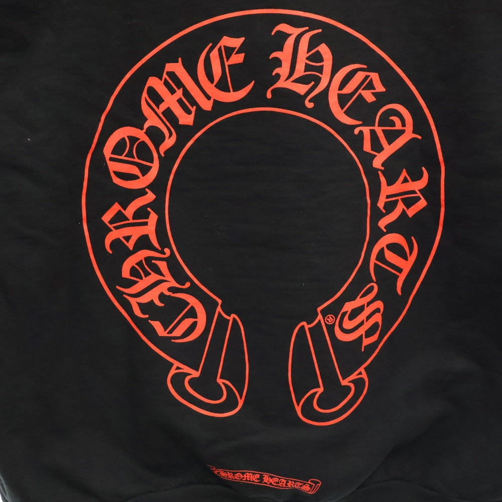 CHROME HEARTS(クロムハーツ) WWW CHROMEHEARTS COM HOODIE オンライン限定 ホースシュー プリント プルオーバーパーカー ブラック/レッド