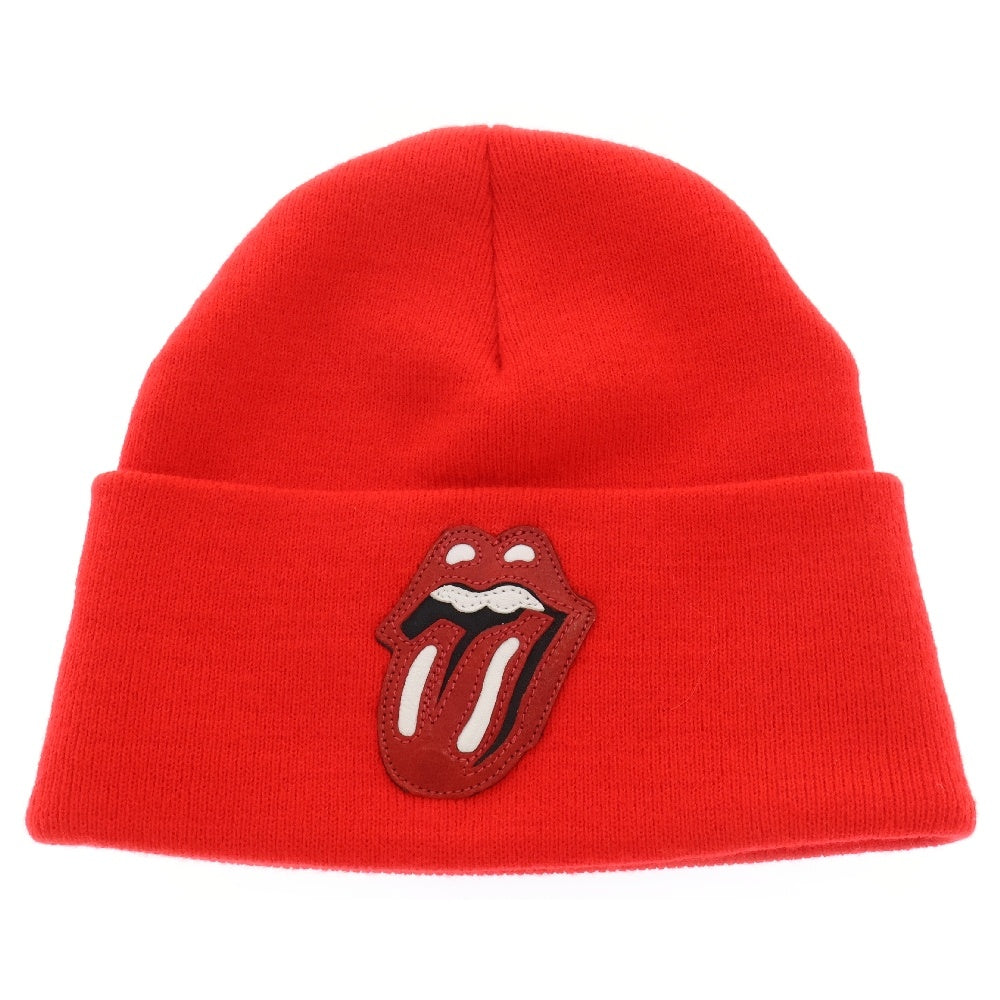 CHROME HEARTS(クロムハーツ) WOOL WATCH CAP ウールワッチキャップ リップアンドタンレザーパッチビーニーニットキャップ レッド