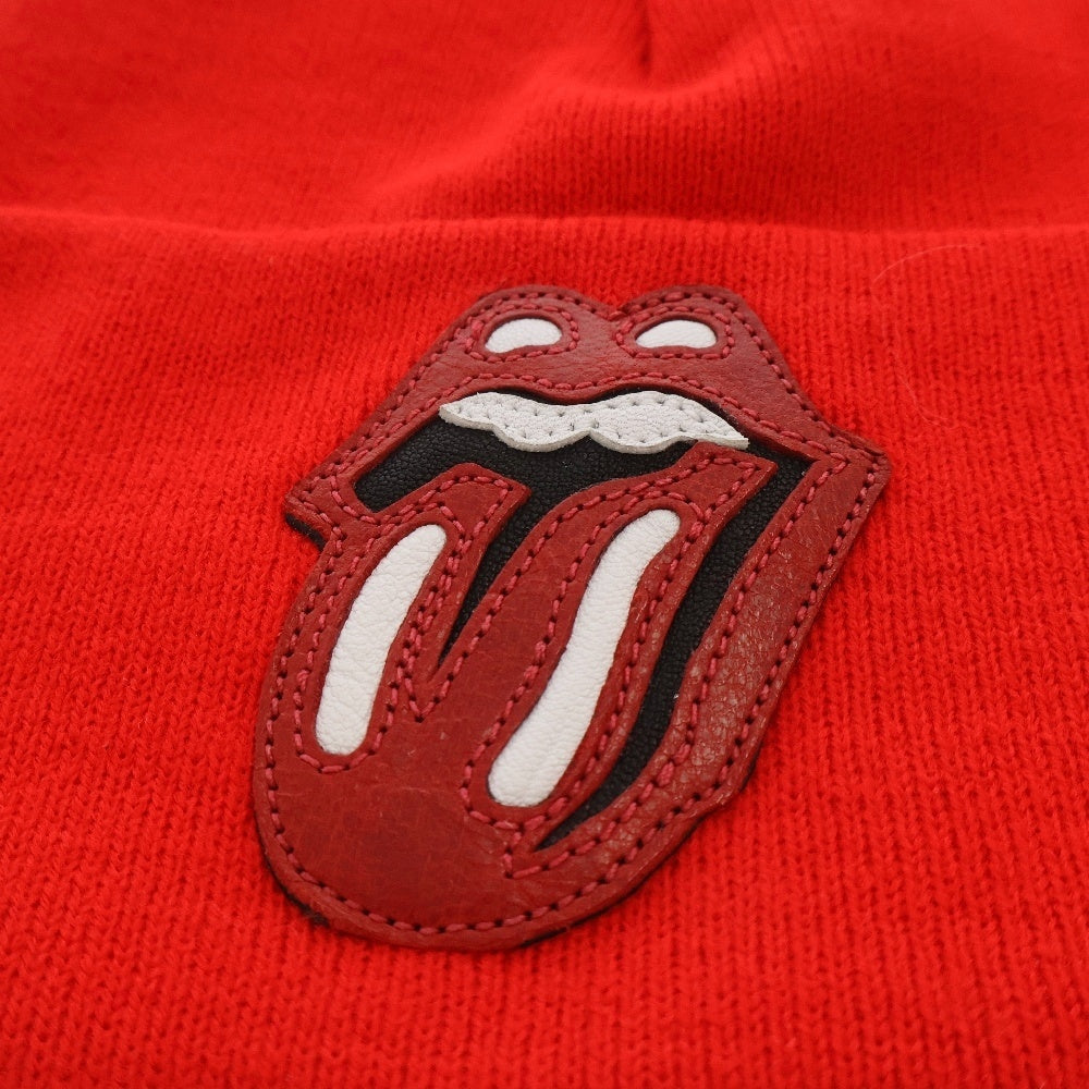 CHROME HEARTS(クロムハーツ) WOOL WATCH CAP ウールワッチキャップ リップアンドタンレザーパッチビーニーニットキャップ レッド