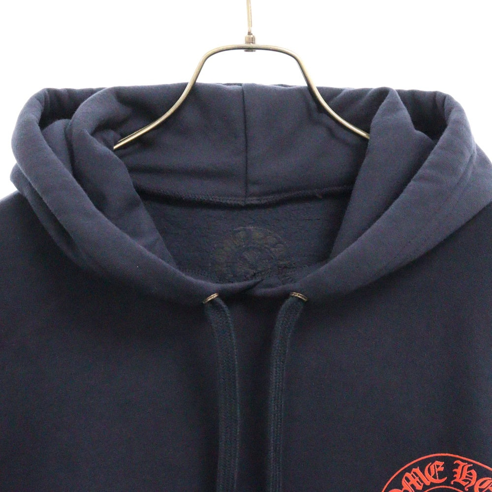 CHROME HEARTS(クロムハーツ) SWTSHRT PLVR プルオーバーパーカー 袖フローラルバックホースシューパーカー ネイビー/レッド