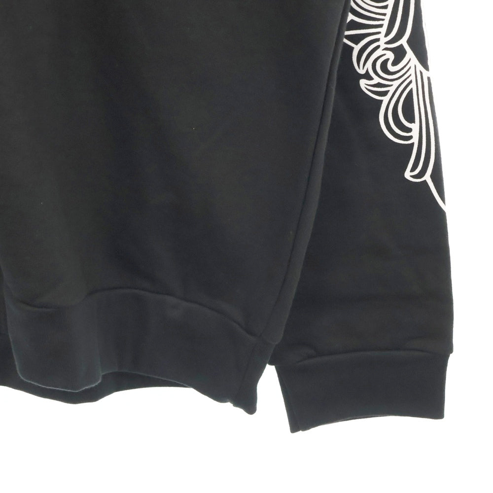 CHROME HEARTS(クロムハーツ) Horseshoe L/S Sweatshirt ホースシュープリント 袖フローラル クルーネックスウェットトレーナー ブラック