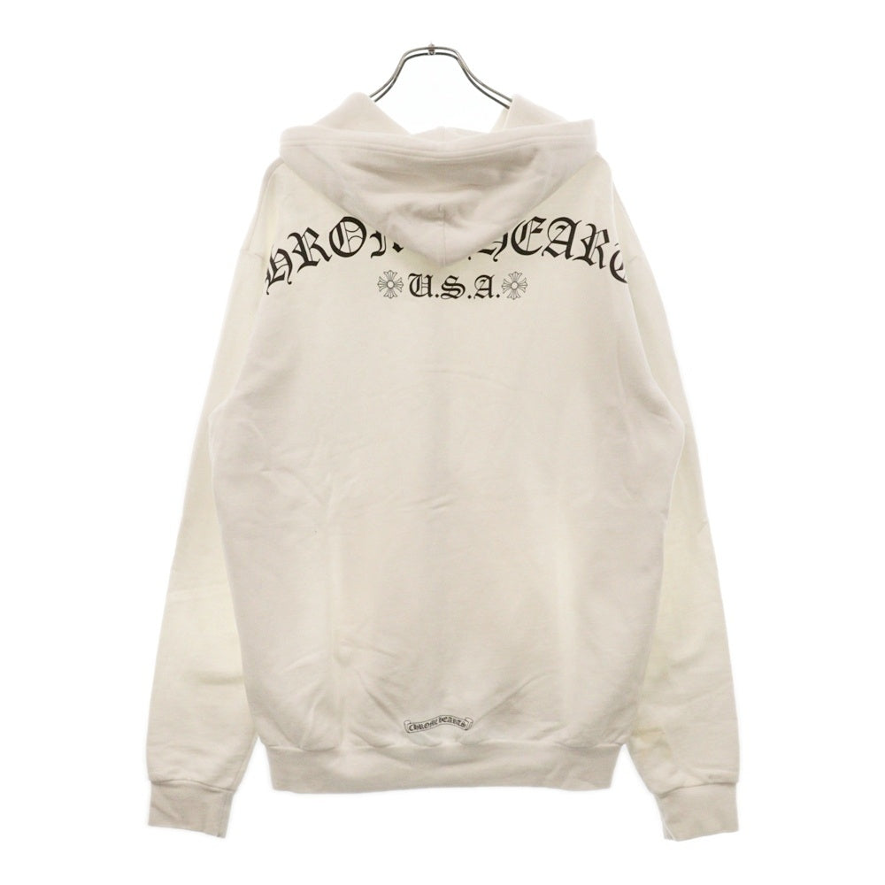 CHROME HEARTS(クロムハーツ) SWTSHRT HD ZIP バックアーチロゴプリントジップアップパーカ スウェット ホワイト