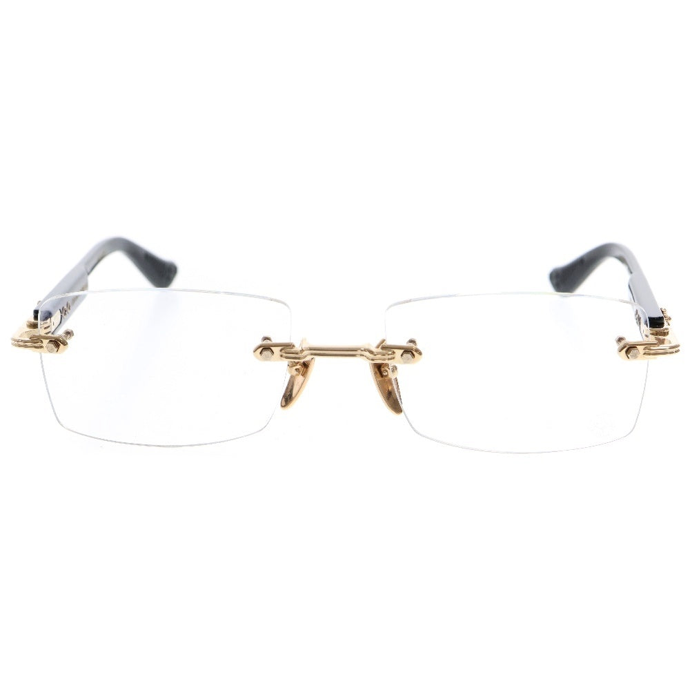 CHROME HEARTS(クロムハーツ) DEEP 2 サイドフローラルクロスフレームリムレス眼鏡 アイウェア メガネ ブラック/ゴールド