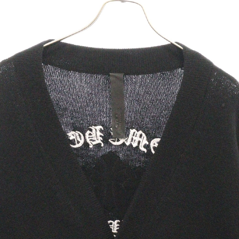 CHROME HEARTS(クロムハーツ) SAILIN ON CARDIGAN クロスパッチ付き バック刺繍 カシミアニット カーディガン ブラック