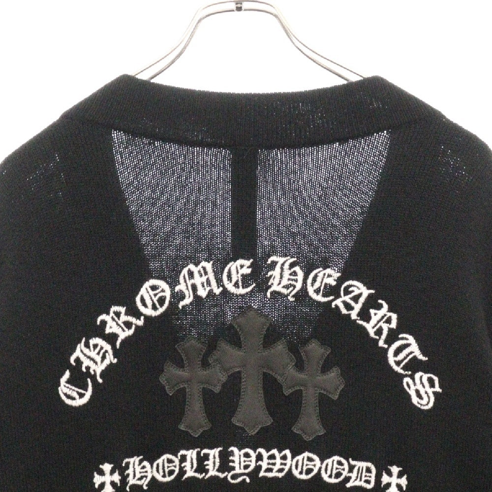 CHROME HEARTS(クロムハーツ) SAILIN ON CARDIGAN クロスパッチ付き バック刺繍 カシミアニット カーディガン ブラック