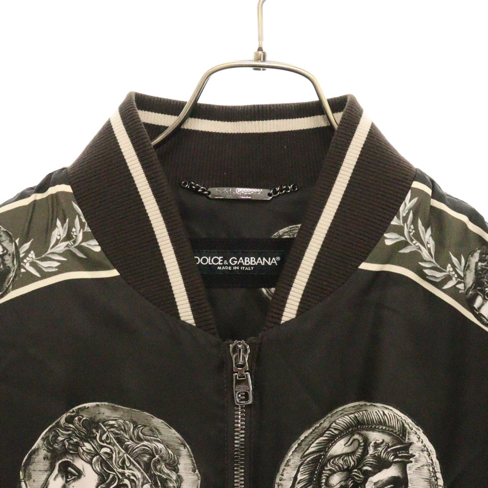 DOLCE & GABBANA(ドルチェアンドガッバーナ) Silk Bomber Jacket With Monete Pattern 総柄 ボンバージャケット ブラック G9AKOT HI1LK B