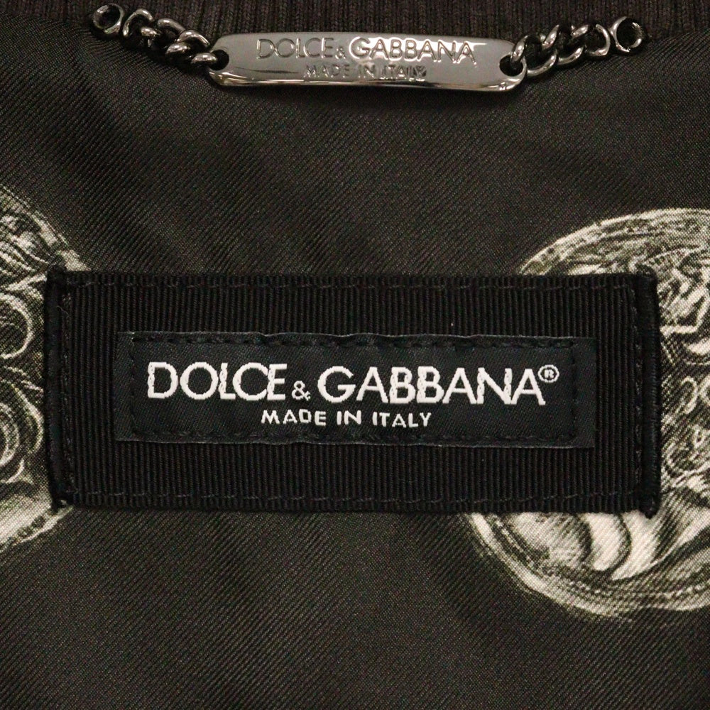 DOLCE & GABBANA(ドルチェアンドガッバーナ) Silk Bomber Jacket With Monete Pattern 総柄 ボンバージャケット ブラック G9AKOT HI1LK B