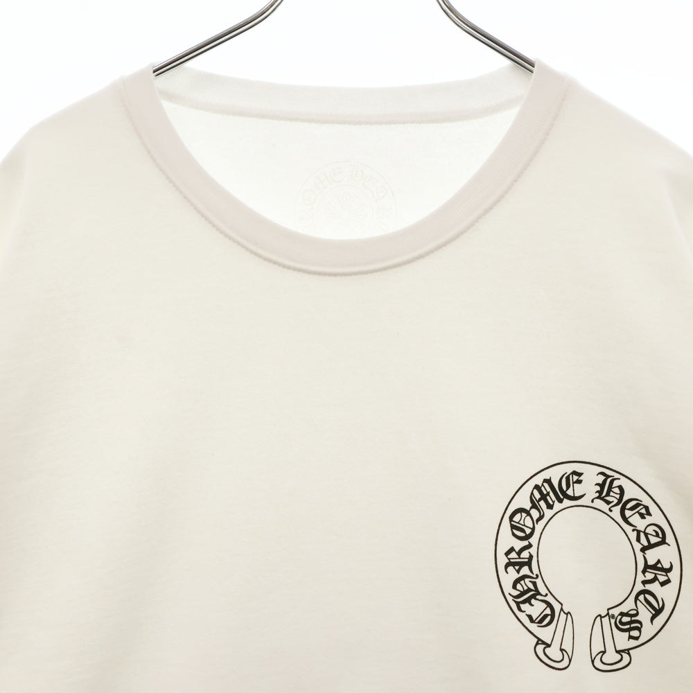 CHROME HEARTS(クロムハーツ) Horseshoe Crewneck Sweatshirt ホースシュープリント 袖フローラル クルーネックスウェットトレーナー ホワイト