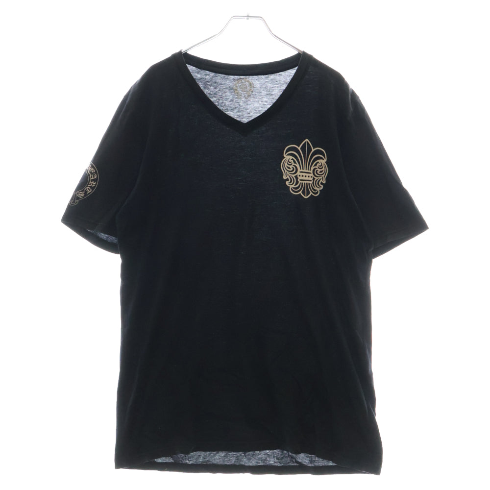 CHROME HEARTS(クロムハーツ) BSフレア プリント Vネック 半袖Tシャツ カットソー ブラック